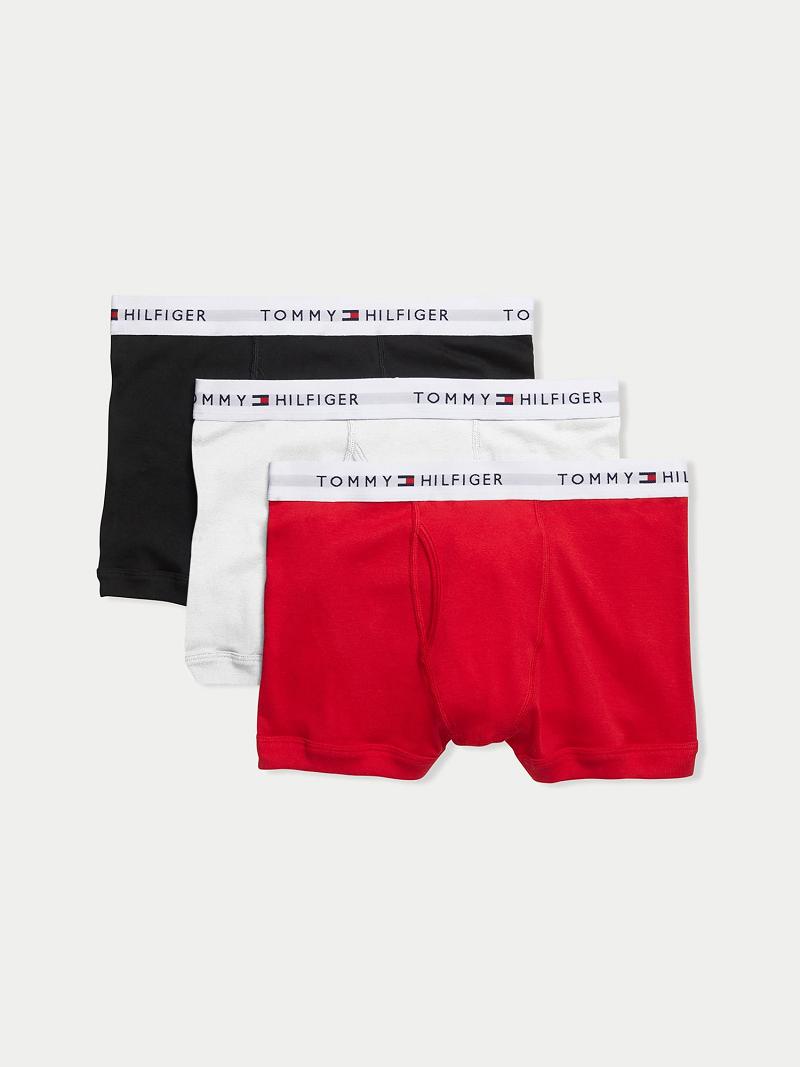 Férfi Tommy Hilfiger Pamut classics trunk 3pk Trunks Piros Fehér Fekete | HU 1285WNB